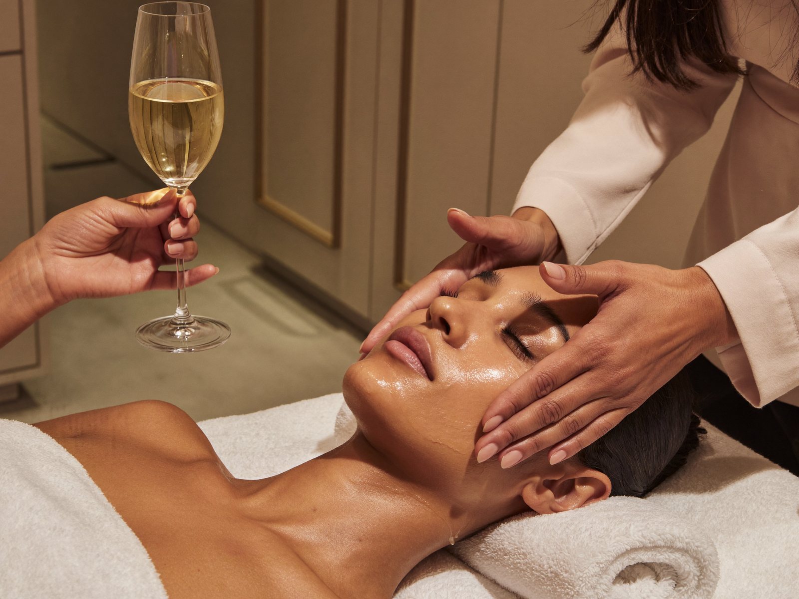 Close-up of a professional facial skin treatment at the DermaHub clinic